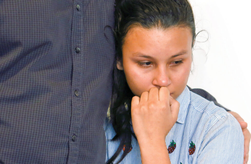 daughter of colombian martyr cries